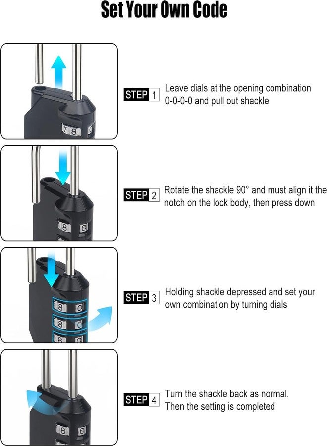HEBEZON Small Combination Lock for Locker, 4-Digit Mini Combo Lock for Backpack and Luggage, Combination Padlock for School Gym Locker (Pack of 1) - Image 4